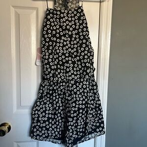 Floral Black and White Dress